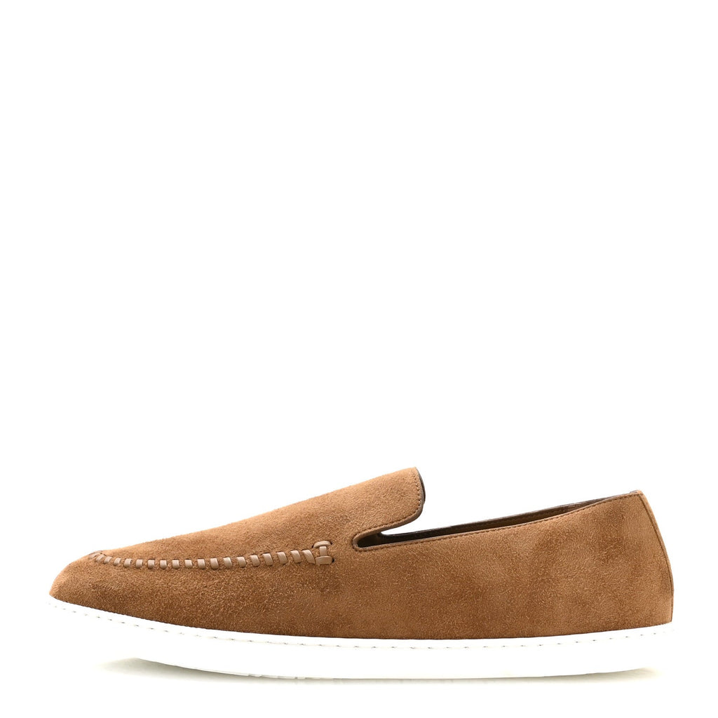 Hermes Suede Goatskin Men's Julian Loafers 42 Brun Frume