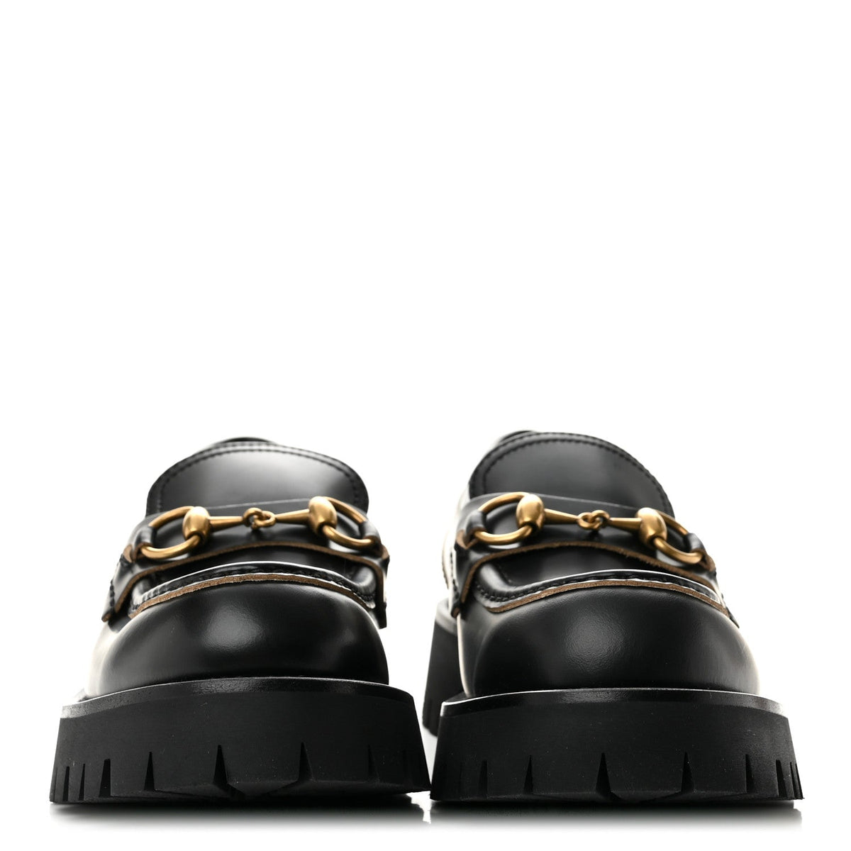 Gucci Cordovan Lux Women's Harald Horsebit Platform Loafers 35.5 Black
