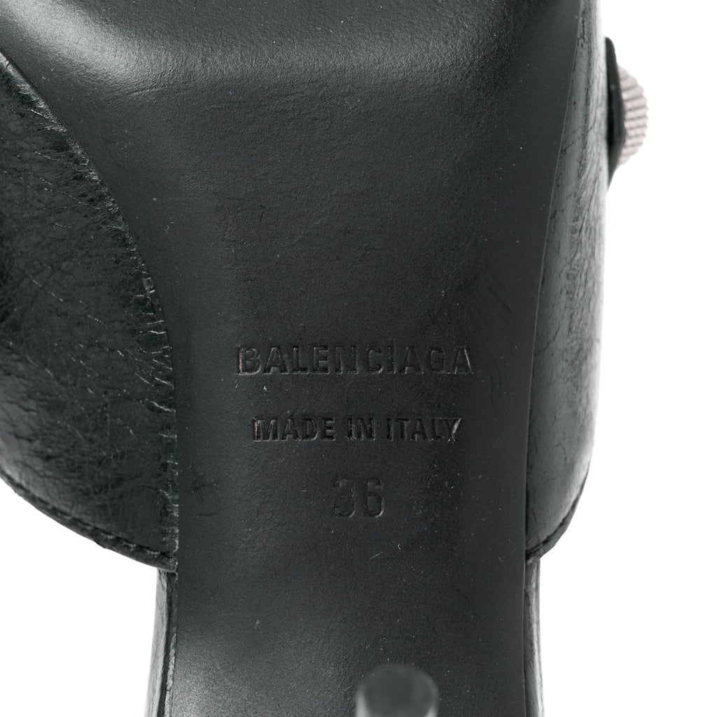 Balenciaga Lambskin Women's Arena Cagole 70mm Mules 36 Black