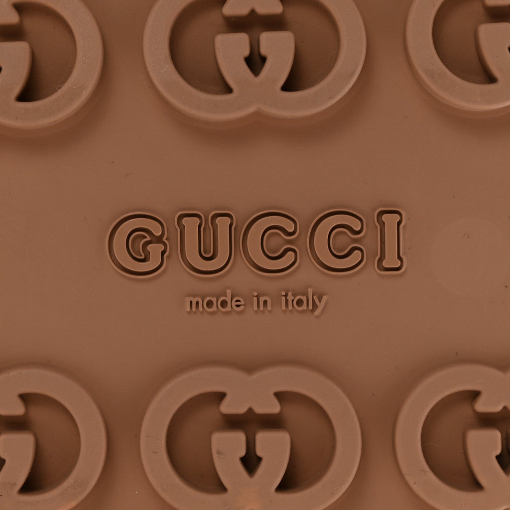 Gucci Rubber Men's Interlocking G Platform Slide Sandals 9 Vintage Camel