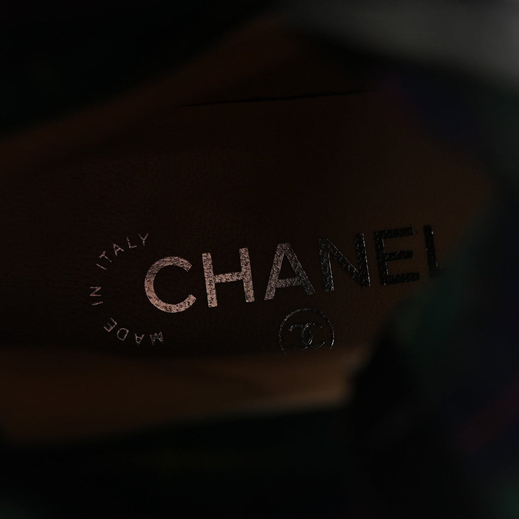 Chanel Calfskin Women's Lace Up Combat Boots 39.5 Black