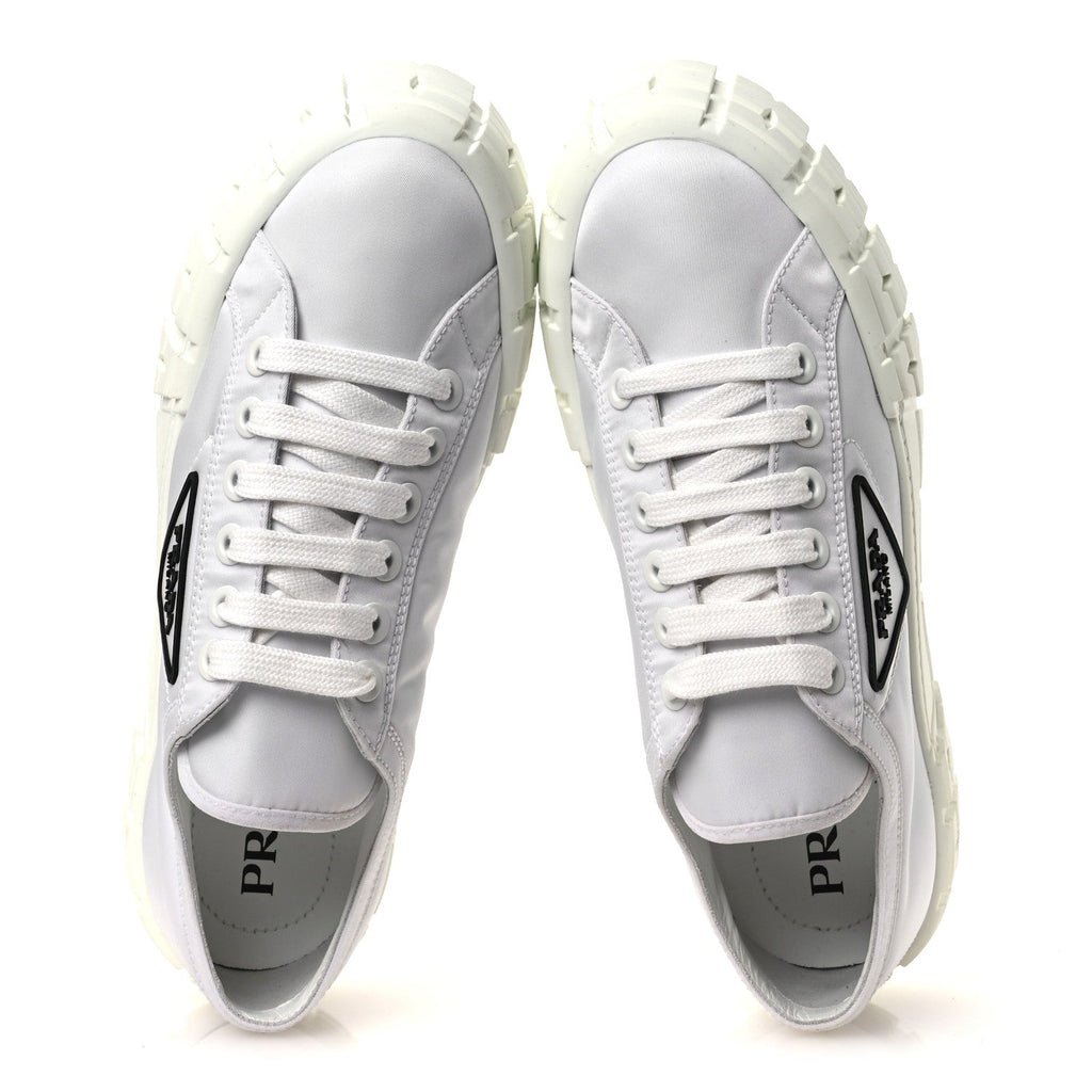 Prada Re-Nylon Gabardine Women's Double Wheel Sneakers 40 White