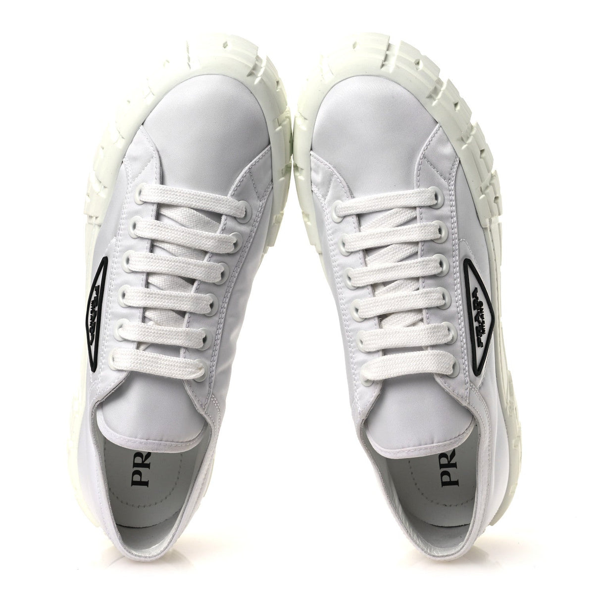 Prada Re-Nylon Gabardine Women's Double Wheel Sneakers 40 White