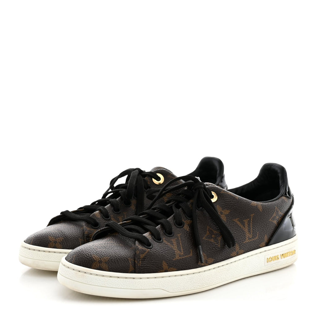Louis Vuitton Patent Monogram Women's Frontrow Sneakers 37 Black