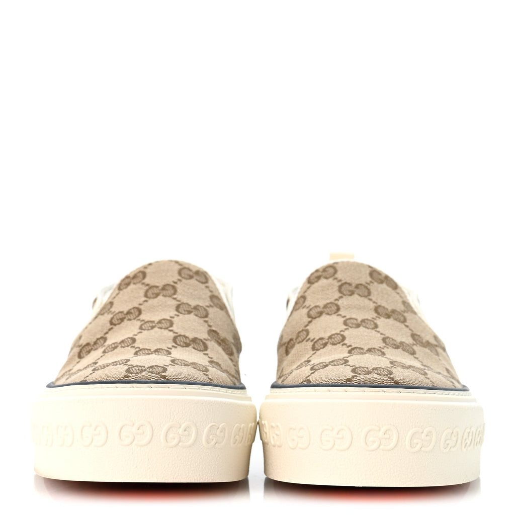 Gucci Canvas Women's GG Monogram 1977 Tennis Slip On Sneakers 35.5 Beige