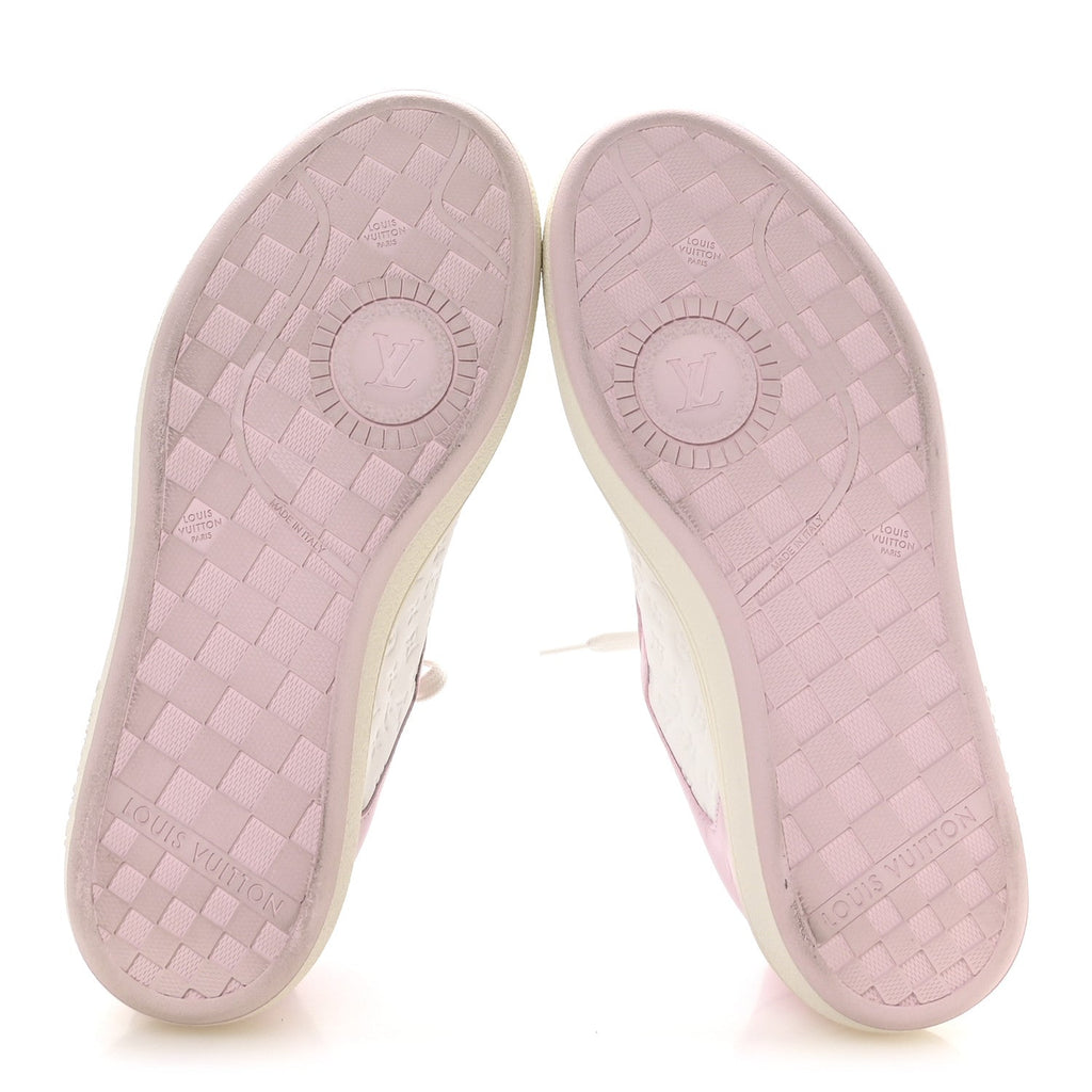 Louis Vuitton Canvas Calfskin Women's LV Groovy Platform Sneakers 38 Pink