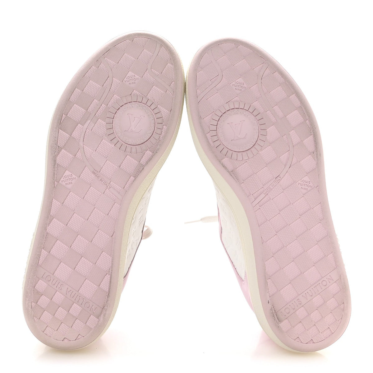 Louis Vuitton Canvas Calfskin Women's LV Groovy Platform Sneakers 38 Pink