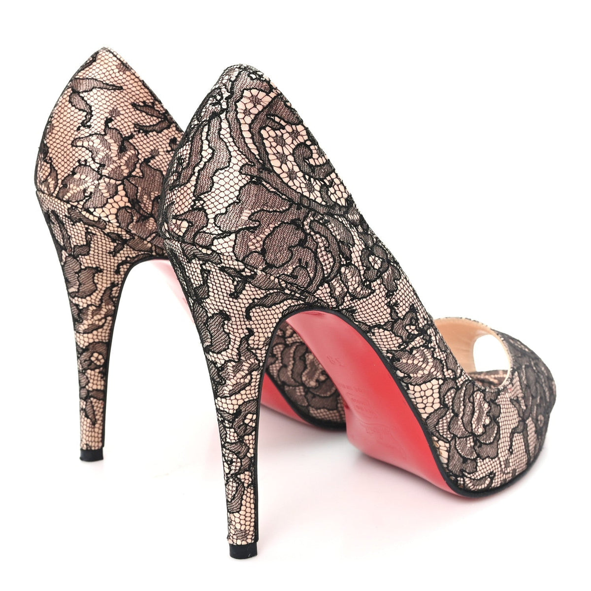 Christian Louboutin Lace Women's New Very Prive 120 Pumps 38 Beige Black
