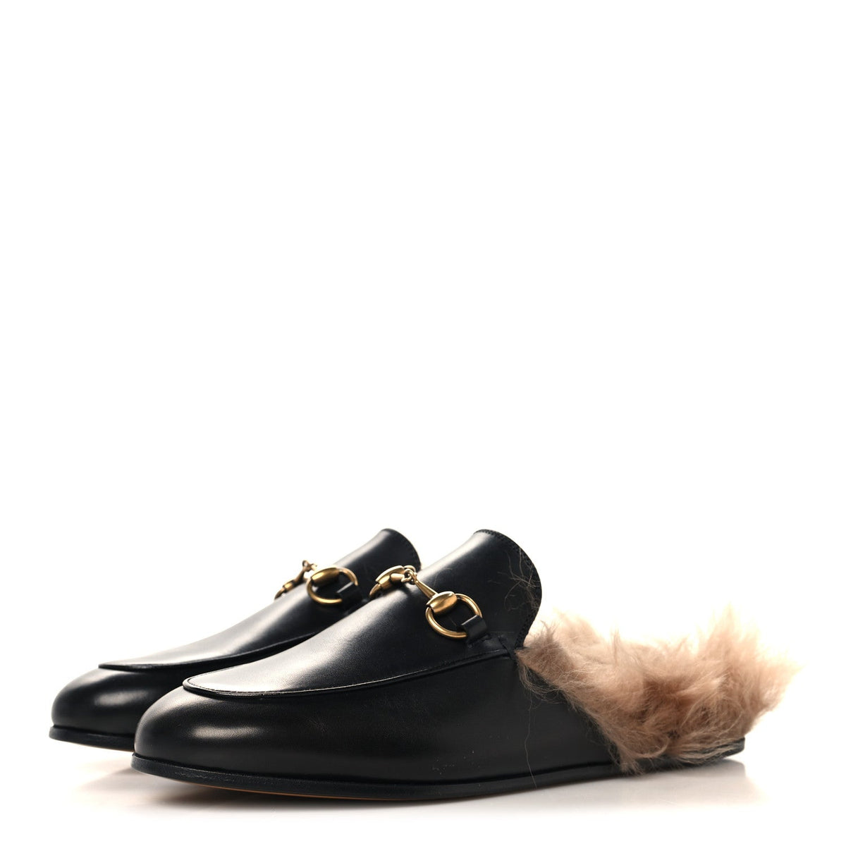Gucci Calfskin Fur Women's Princetown Slippers 35 Black