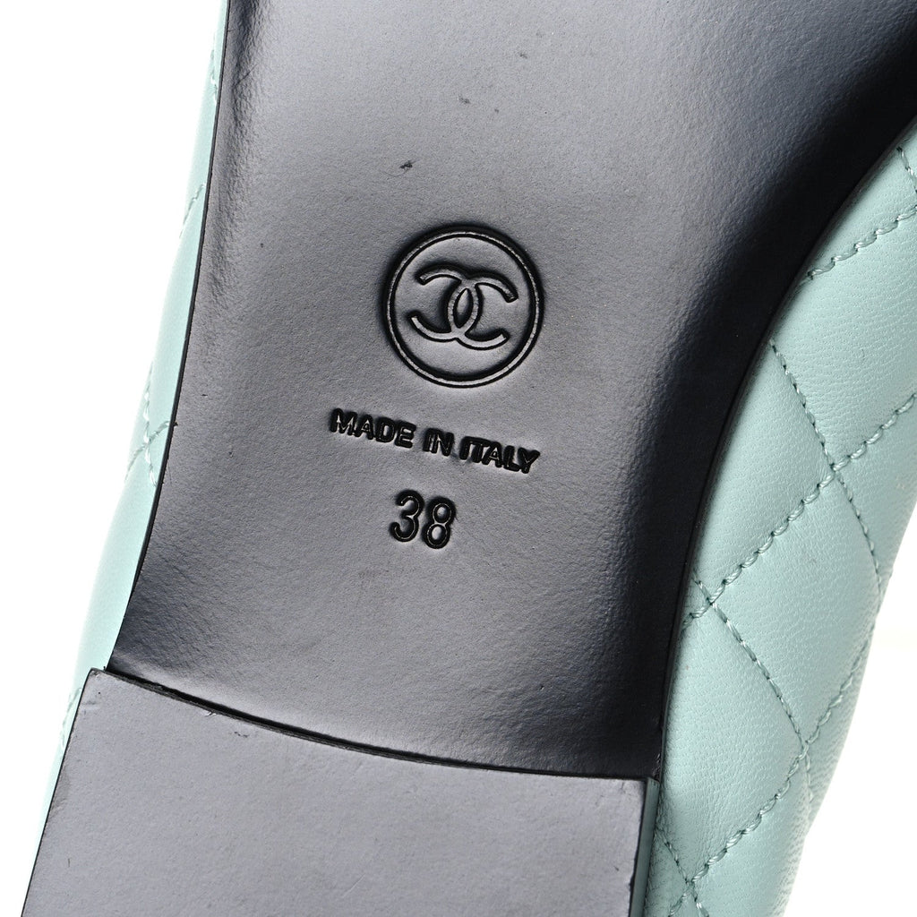 Chanel Quilted CC Cap Toe Women's Ballerina Flats Light Blue