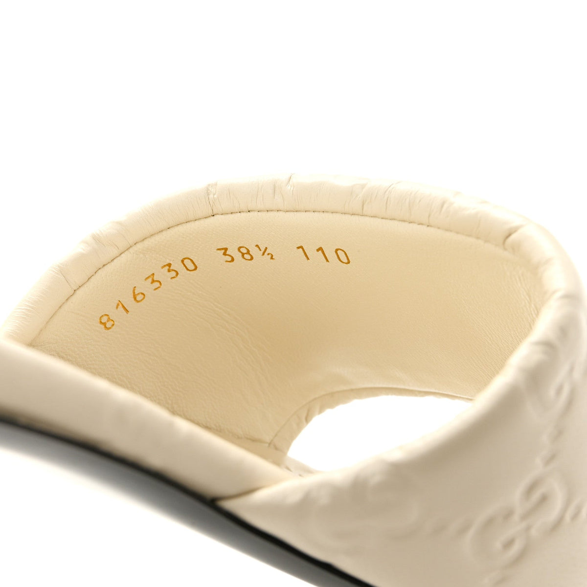 Gucci Nappa Women's Double GG Flat Slide Sandals 38.5 New Ivoire