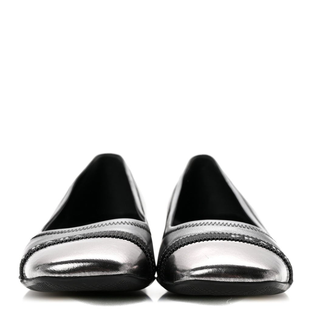 Prada Nappa Metallic Women's Square Toe Ballerina Flats 35.5 Black