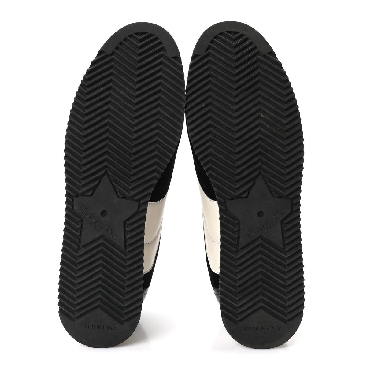Christian Dior Velvet Calfskin Women's Diorun Sneakers 37.5 Black Off White