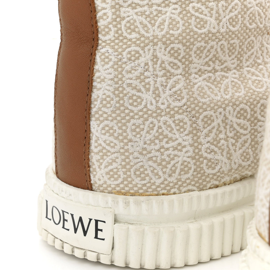 Loewe Jacquard Calfskin Men's Anagram High Top Sneakers 42 Natural White