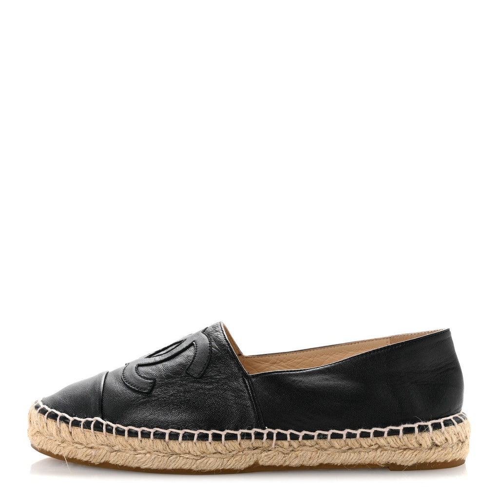 Chanel Lambskin Women's CC Espadrilles 38 Black