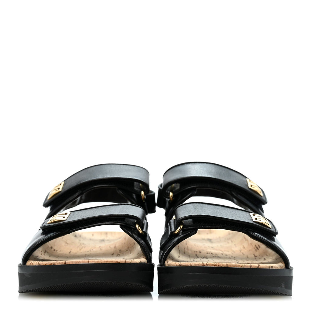 Givenchy Calfskin Women's 4G Strap Flat Sandals 37 Black