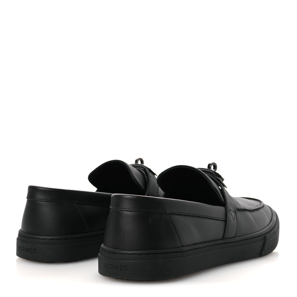 Hermès Calfskin Men's Game Slip-On Sneakers 40 Black