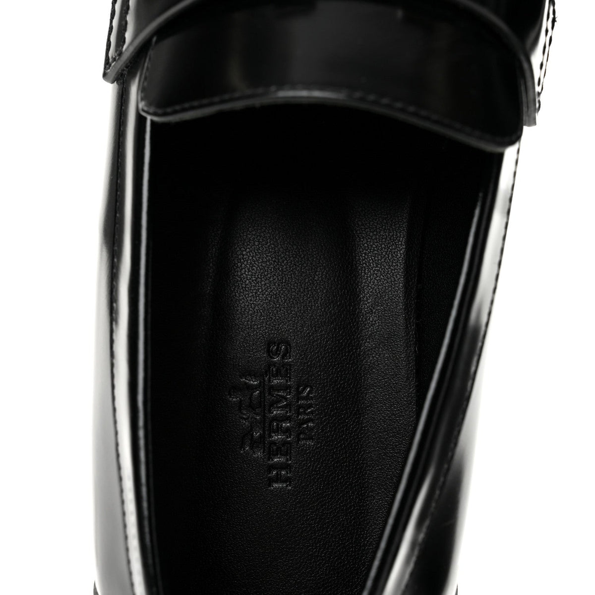 Hermès Glazed Calfskin Faubourg Women's Loafers Black