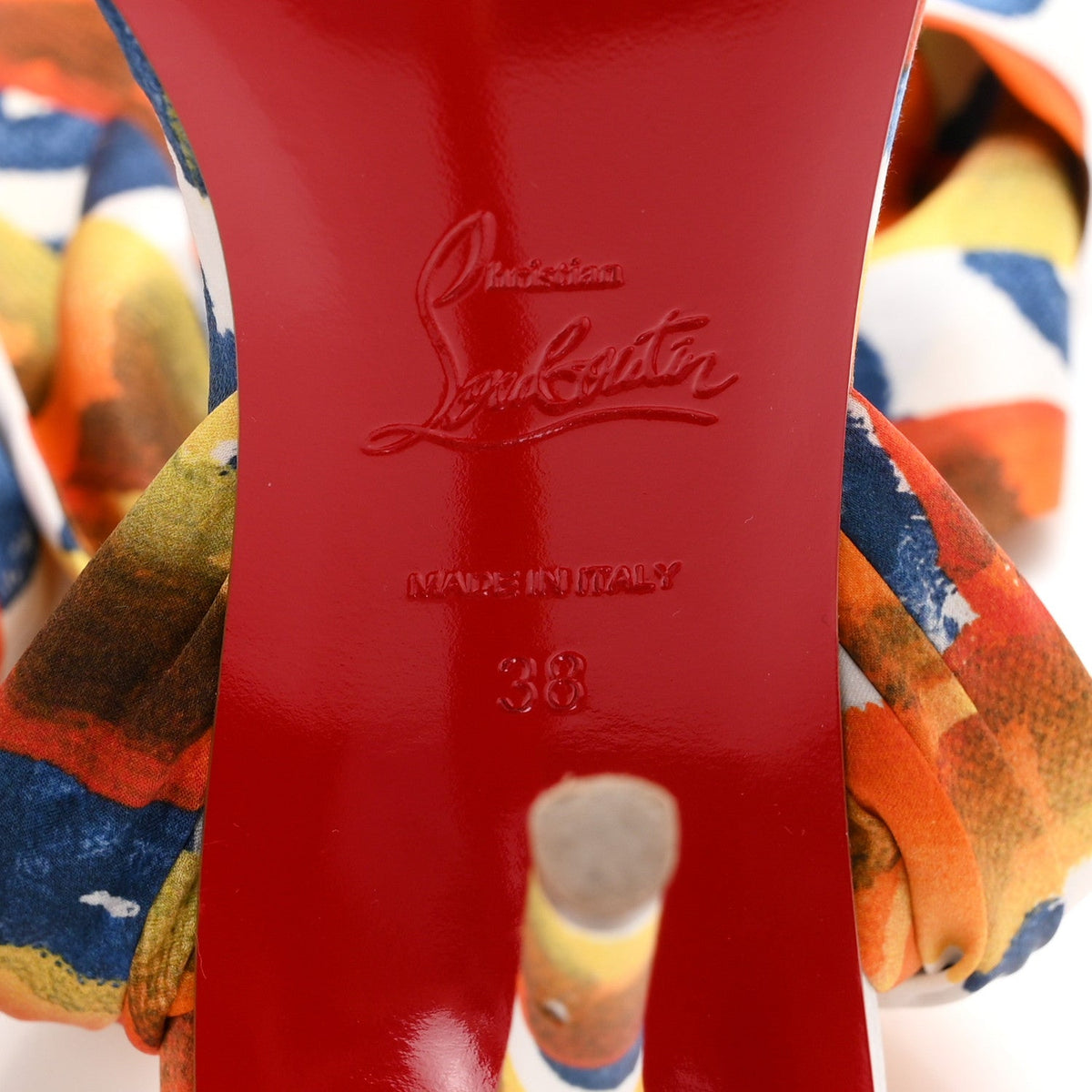 Christian Louboutin Crepe Satin Women's Miss Z Du Desert 100 Sandals 38 Magma