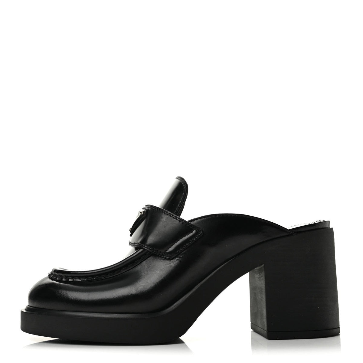 Prada Spazzolato Women's Platform Loafer Mules 38.5 Black