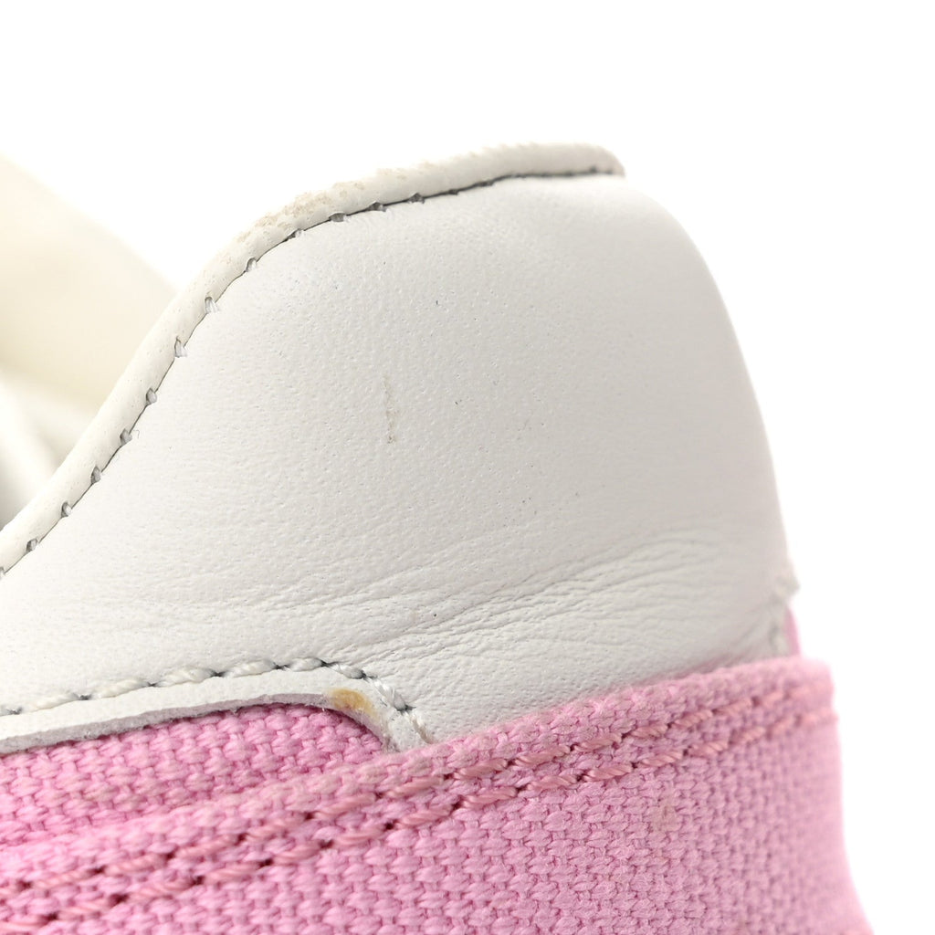 Chanel Cotton Calfskin Women's CC Sneakers 37.5 Pink White