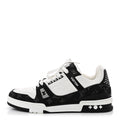 Louis Vuitton Calfskin Denim Men's LV Trainer Sneakers 10 Black