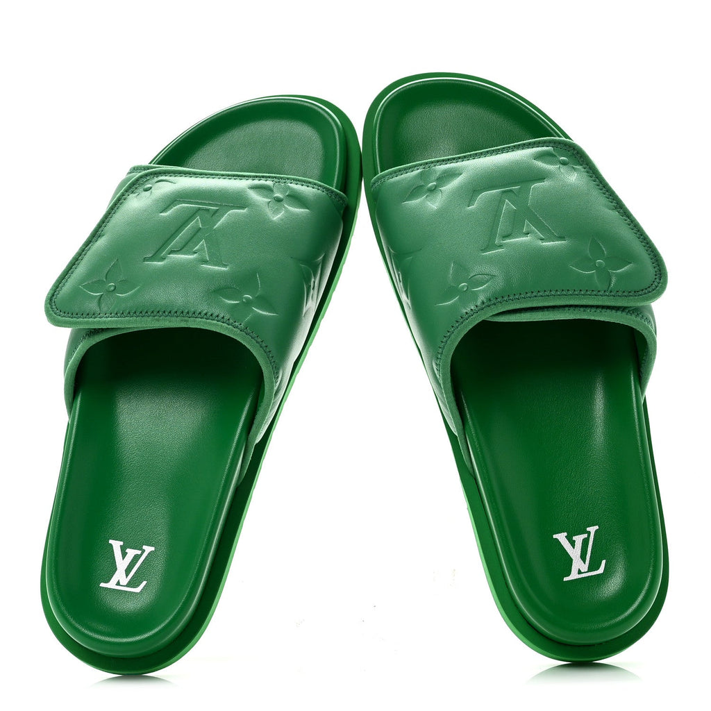 Louis Vuitton Technical Fabric Women's Pool Pillow Comfort Mules 41 Green
