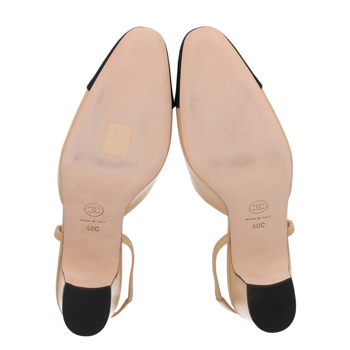 Chanel Goatskin Grosgrain Cap Toe CC Slingback Women's Pumps