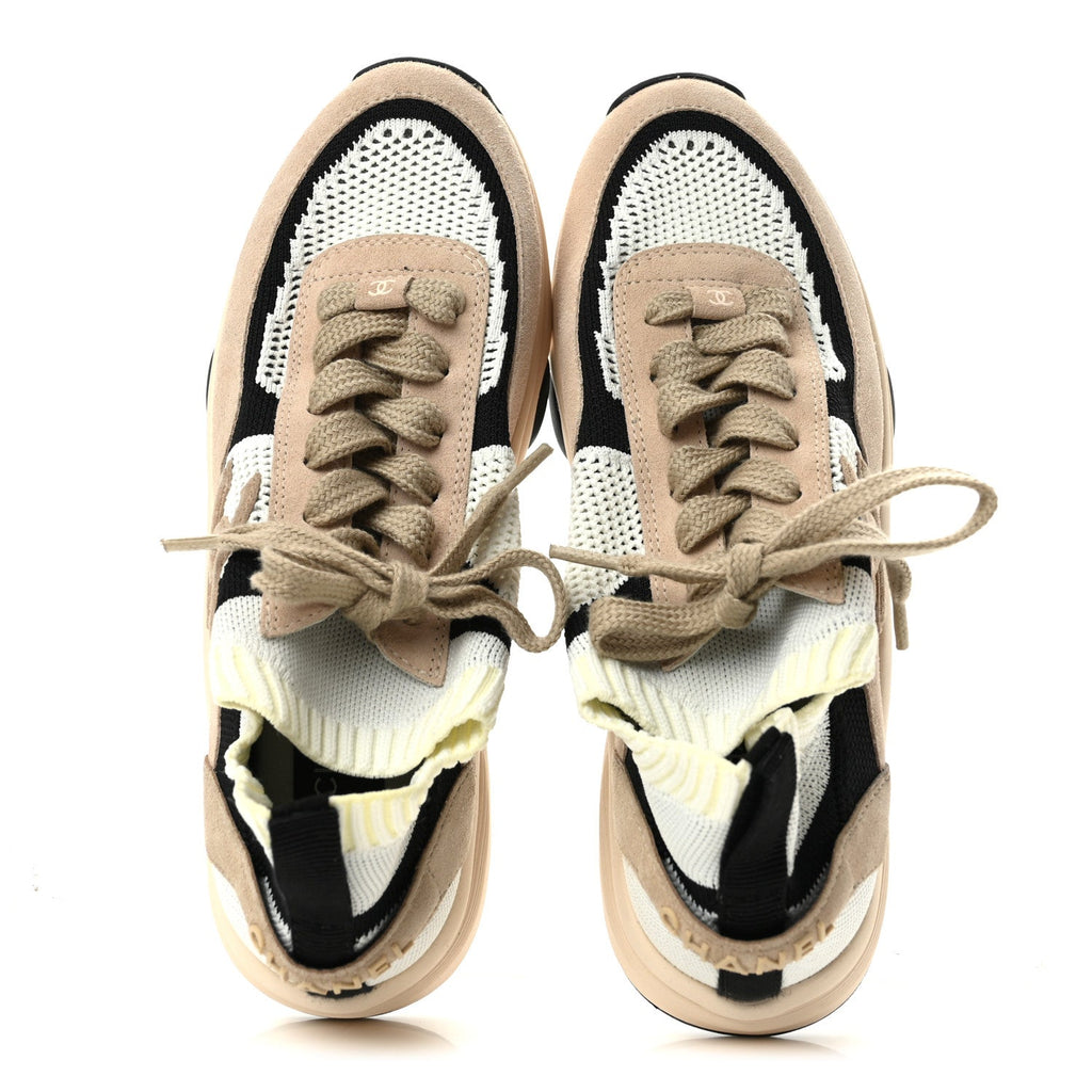 Chanel Mesh Suede Fabric CC Women's Sneakers Pink White Black