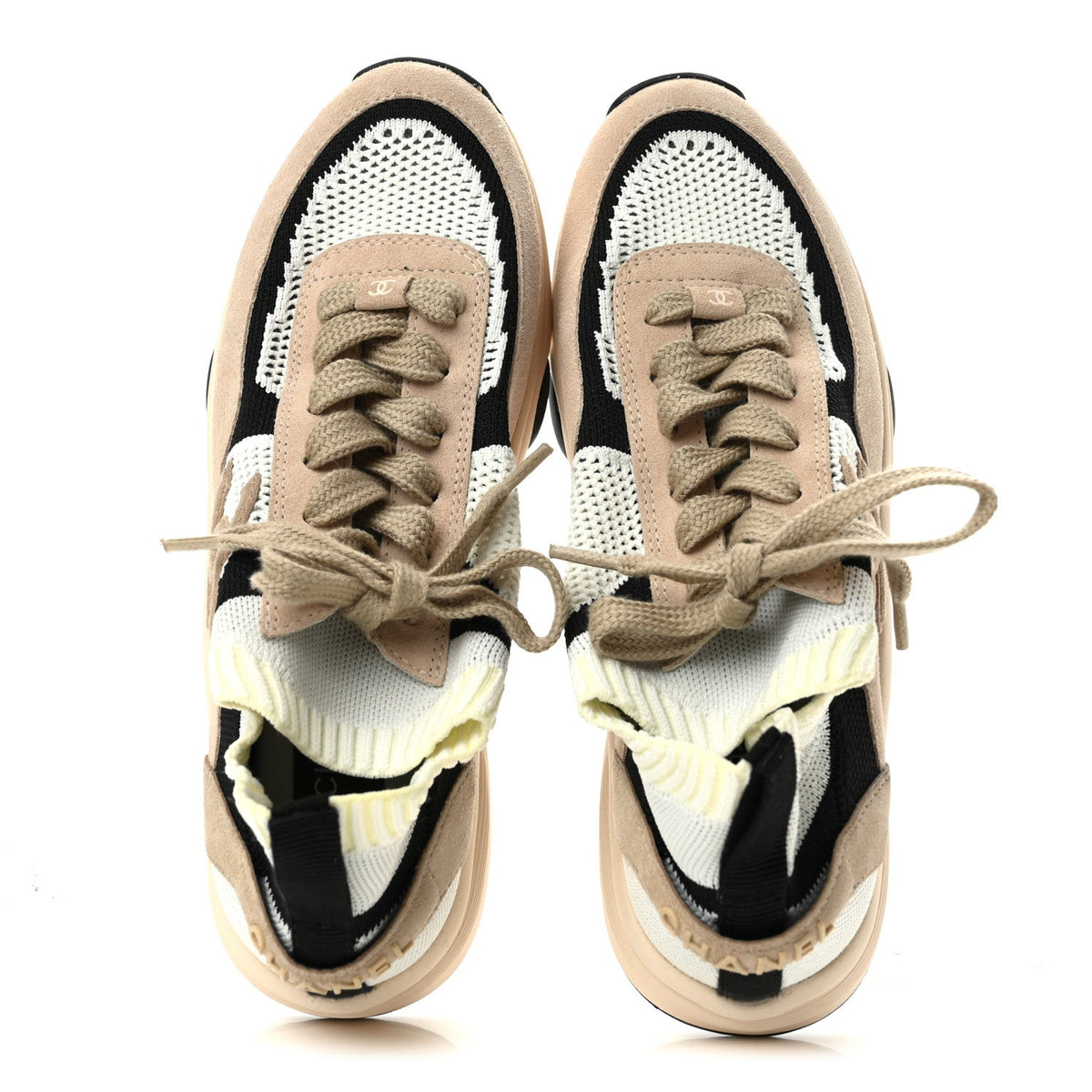 Chanel Mesh Suede Fabric CC Women's Sneakers Pink White Black