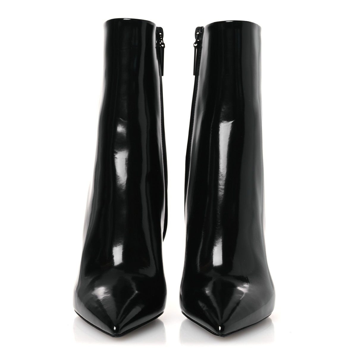 Saint Laurent Glazed Calfskin Women's Opyum Ankle Boots 36 Black