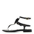 Lambskin Grosgrain Camellia Thong Sandals Black
