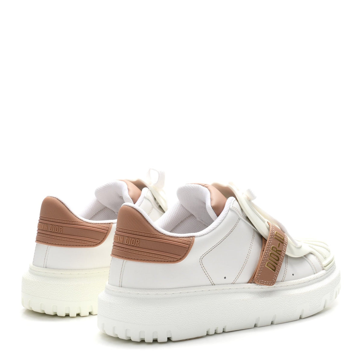 Christian Dior Calfskin Women's Dior-ID Platform Sneakers 37.5 White Nude