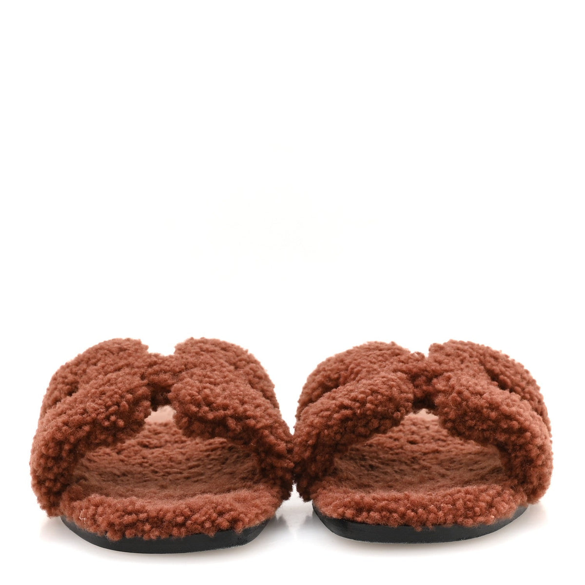 Hermes Woolskin Women's Oran Sandals 36 Cognac