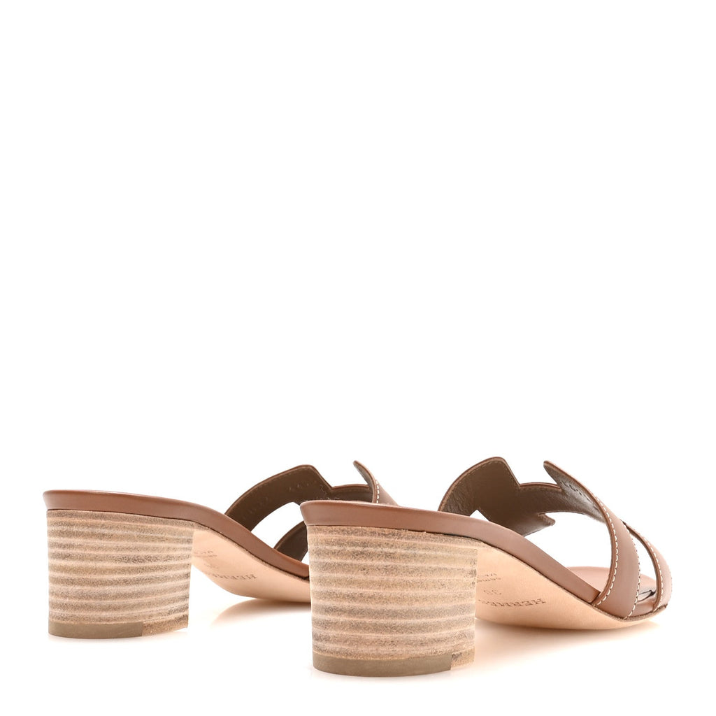 Hermes Calfskin Women's Oasis Sandals 38 Gold