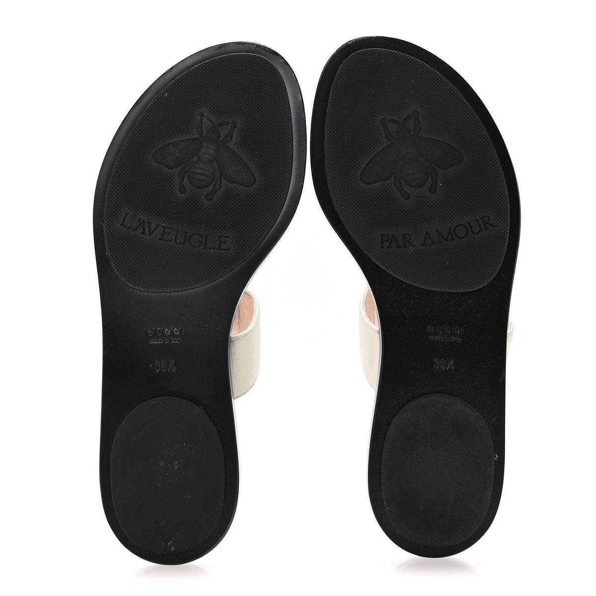Gucci Calfskin Women's GG Marmont Thong Sandals 36.5 Mystic White