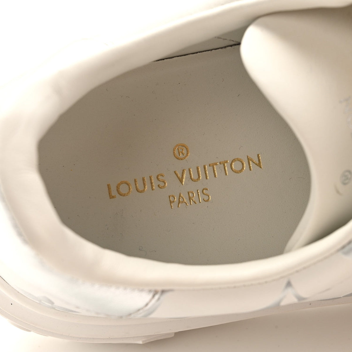 Louis Vuitton Calfskin Women's Monogram Debossed Time Out Sneakers 38 White Silver