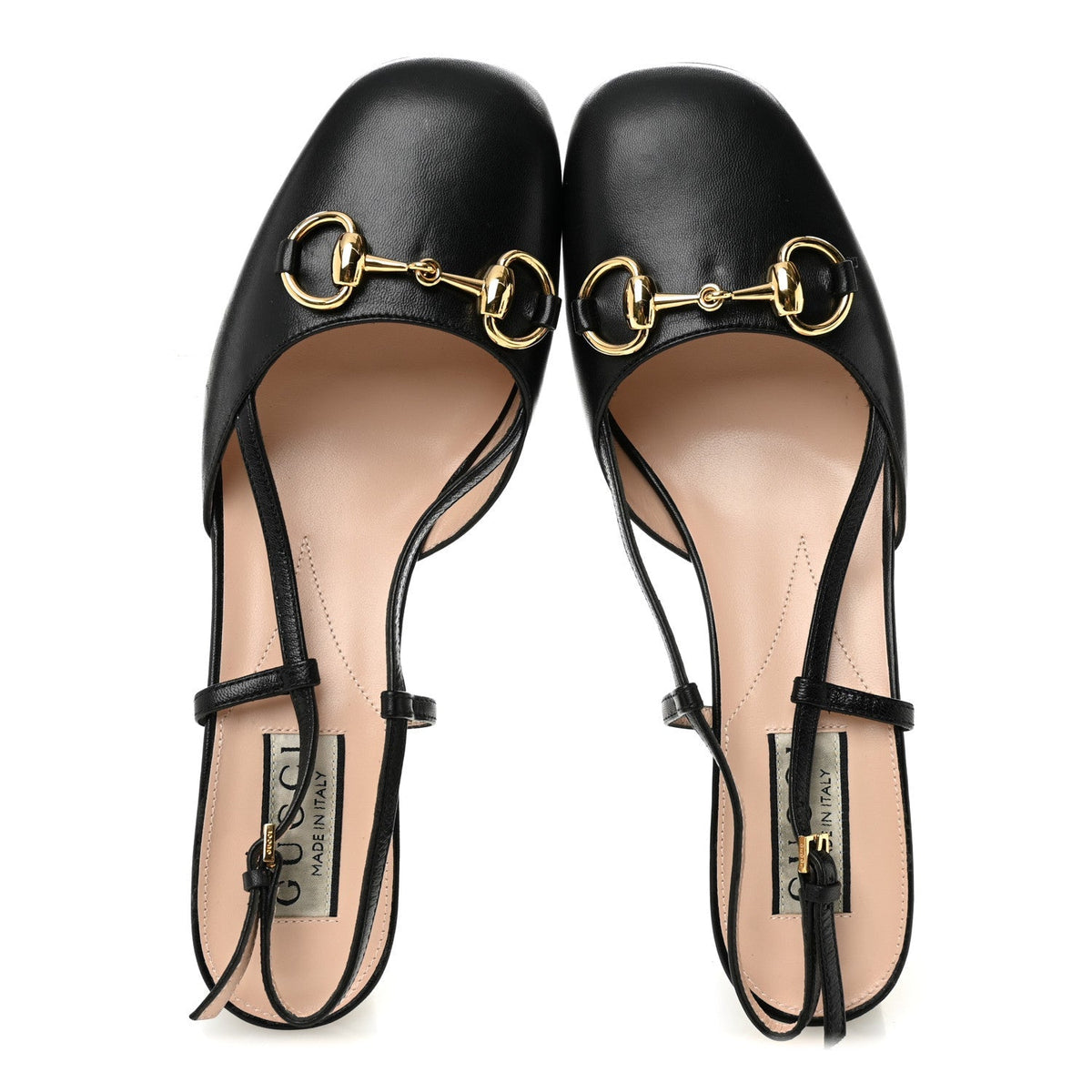 Gucci Malaga Kid Calfskin Women's Horsebit 70mm Slingback Pumps 36 Black