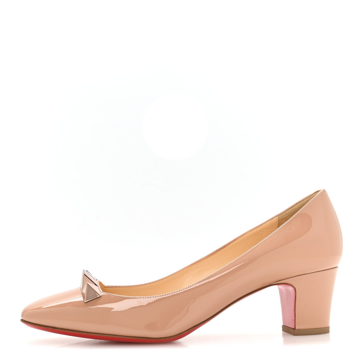 Christian Louboutin Patent Women's Pyramidam 45 Pumps 40 Nude