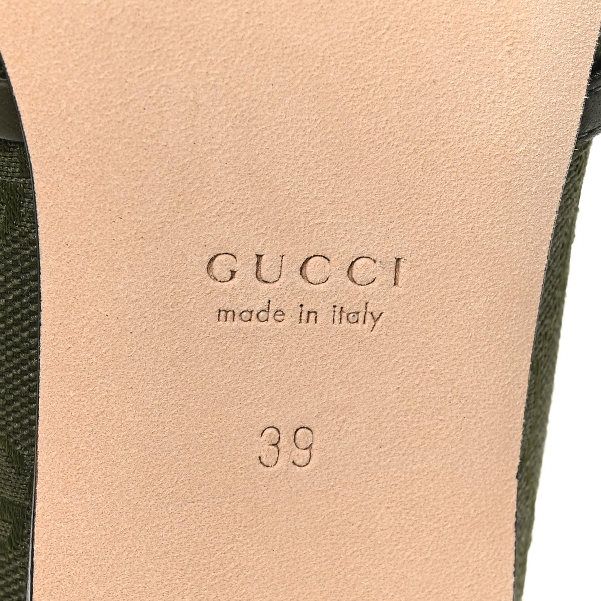 Gucci GG Canvas Women's Monogram Horsebit Bow Ballet Flats 39 Green