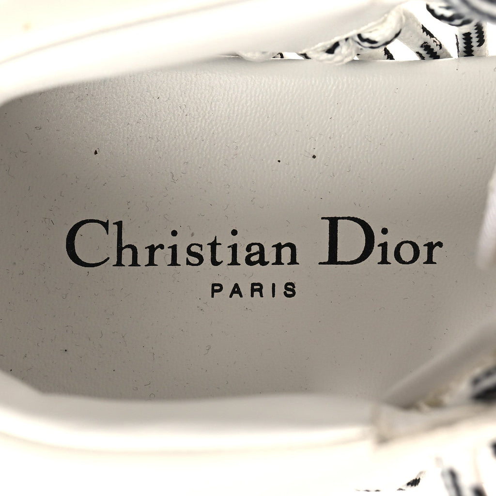 Christian Dior Calfskin Mesh Cutout Women's High Top Sneakers 35 Black White