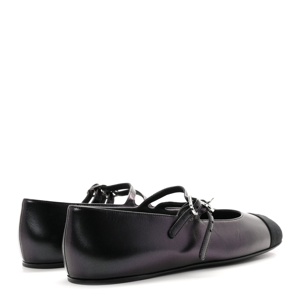 Chanel Lambskin Grosgrain Pearl Mary Jane Women's Flats Black