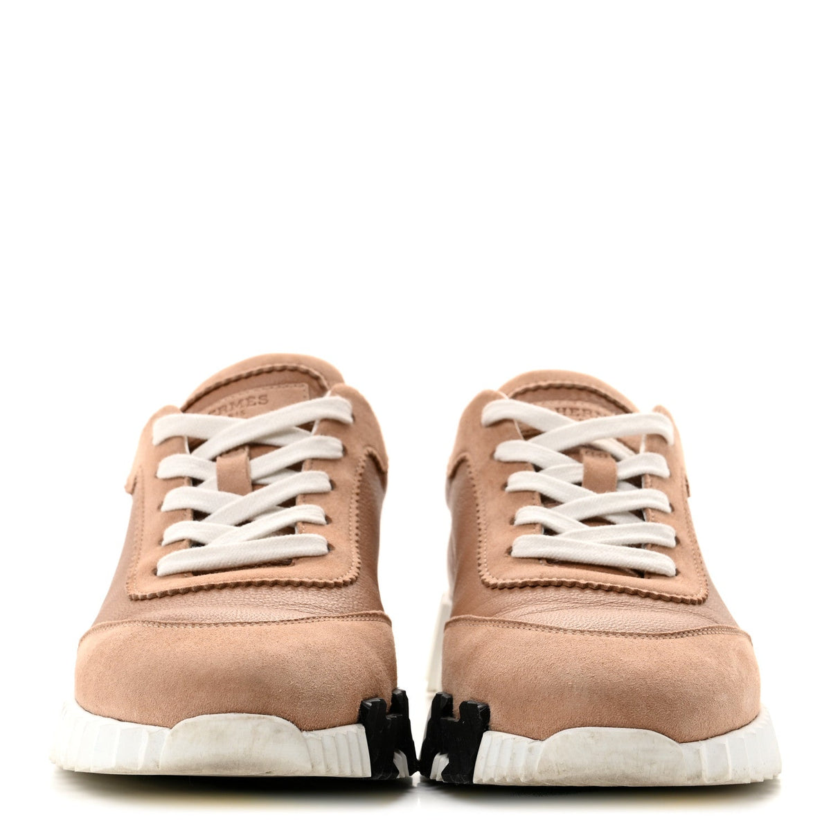 Hermes Sport Goatskin Suede Women's Bouncing Sneakers 37 Beige Perlino