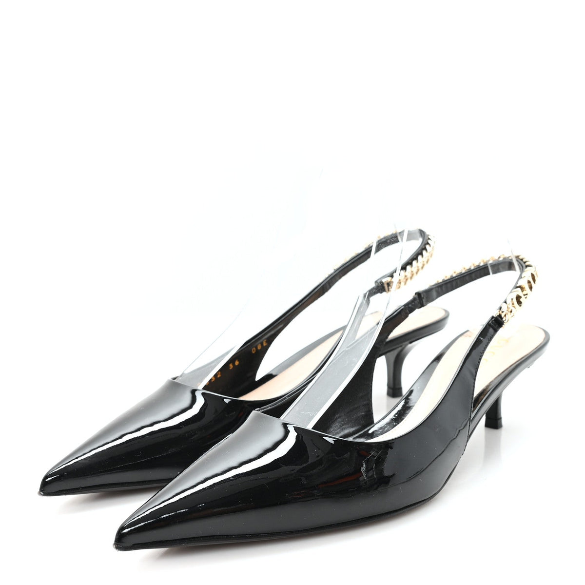 Gucci Patent Signoria 35mm Women's Slingback Pumps 36 Black