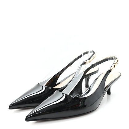 Gucci Patent Signoria 35mm Women's Slingback Pumps 36 Black