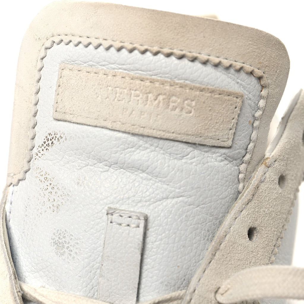 Hermes Calfskin Suede Goatskin Women's Bouncing Sneakers 39 White