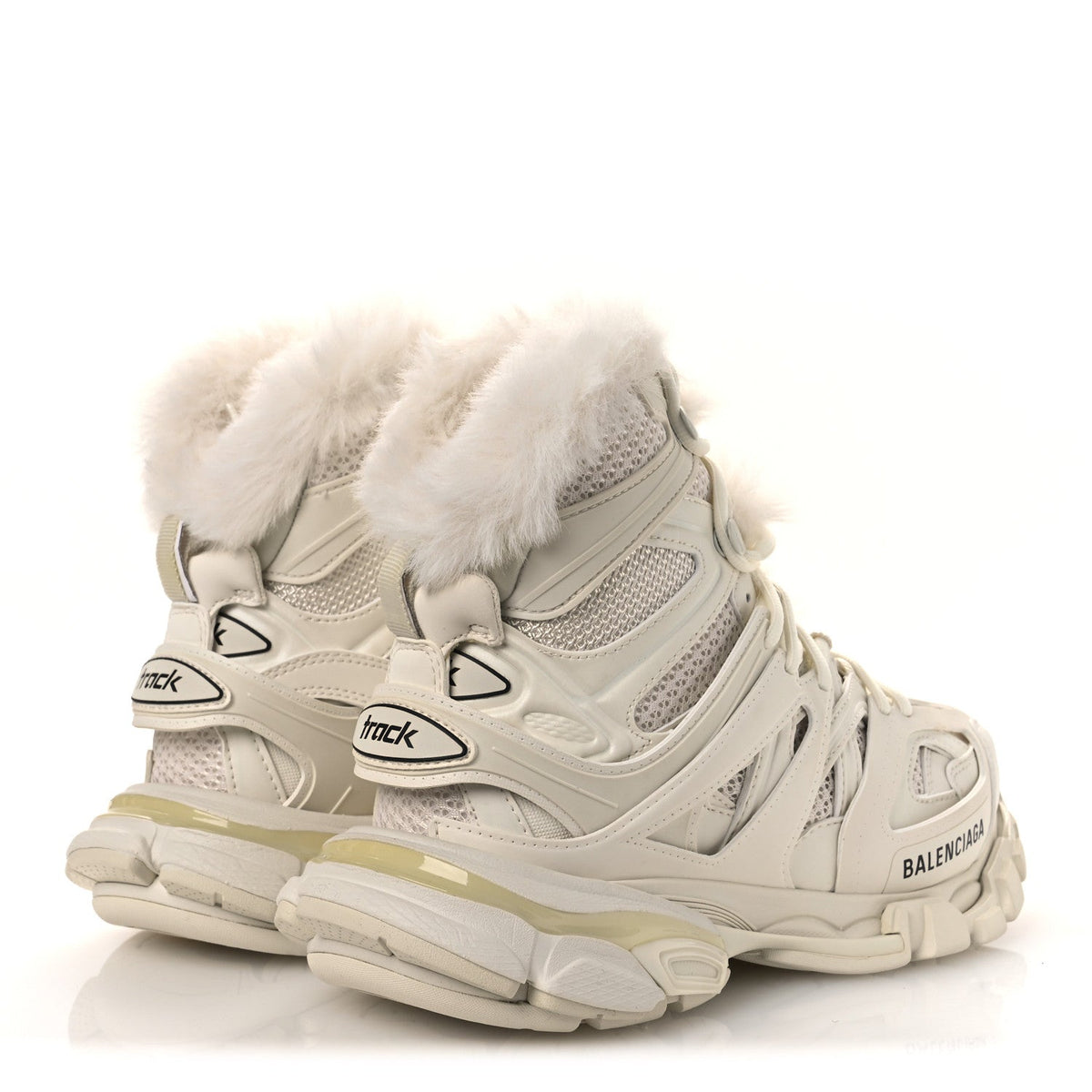 Balenciaga Mesh Nylon Faux Fur Women's Track Hike Sneakers White
