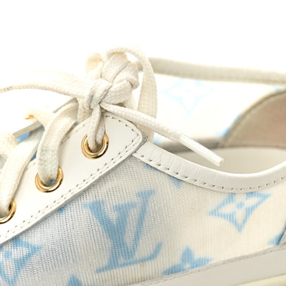 Louis Vuitton Technical Fabric Calfskin Women's Monogram Stellar Sneakers 35 Blue