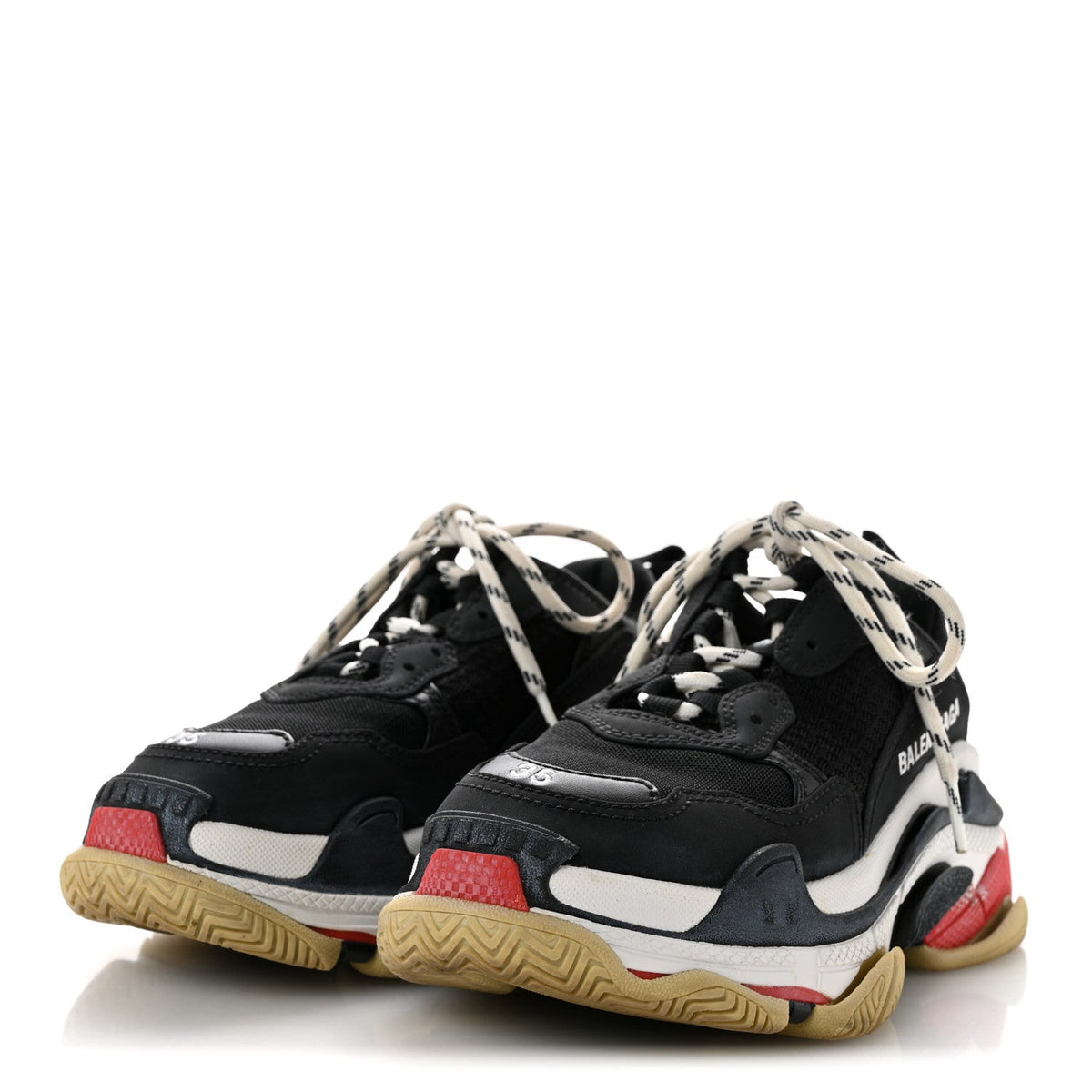 Balenciaga Fabric Mesh Women's Triple S Sneakers 35 Black Red
