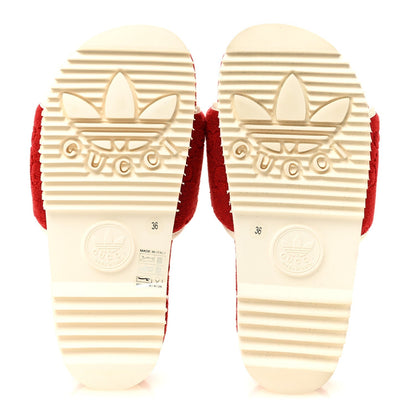 Gucci X Adidas Terry Cloth Women's Platform Sandals 36 Maple Red Off White